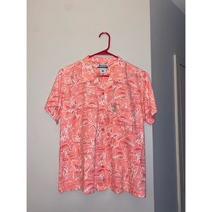 Columbia Women’s Hawaiian Shirt w/ floral & flamingo print- like new, size large